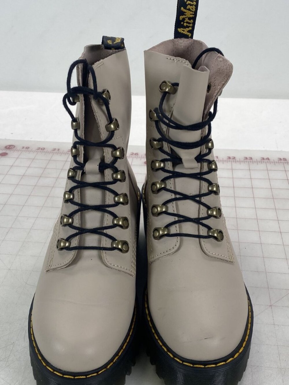 Dr. Martens~ Leona Temperley~ Bone/Taupe Leather Platform Combat Boots~Size 8